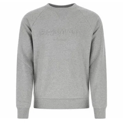 Balmain Paris Embossed Sweatshirt In Gray