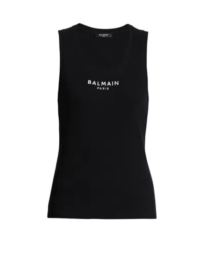 Balmain Paris Embroidered Vest Top In Black