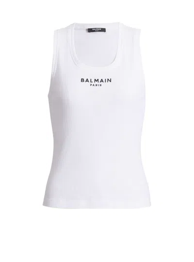 Balmain Paris Embroidered Vest Top In White