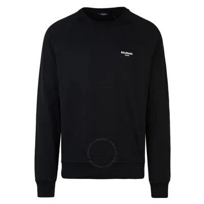 BALMAIN BALMAIN PARIS FLOCKED LOGO COTTON SWEATSHIRT