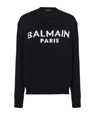 BALMAIN BALMAIN LOGO INTARSIA-KNIT JUMPER