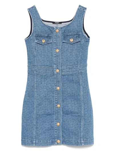 Balmain Paris Kids Dress In Blue