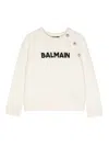 Balmain Jacquard-logo Knitted Jumper In White