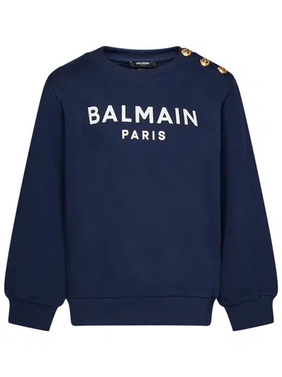 Balmain Paris Kids Sweatshirt In Blue