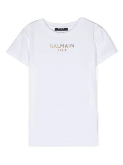 Balmain Kids' Appliqué-logo T-shirt In White
