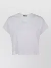 Balmain Paris Logo Cropped Crew Neck T Shirt In White