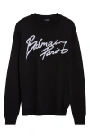 Balmain Paris Logo Intarsia Merino Wool Blend Sweater In Multi