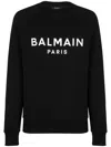 Balmain Foil Print Logo Cotton Sweatshirt In Black