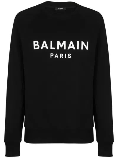 Balmain Black Organic Cotton Crewneck Sweatshirt