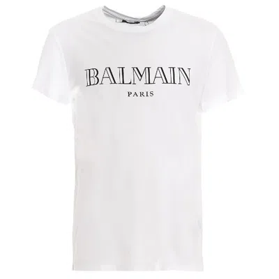 BALMAIN BALMAIN PARIS LOGO PRINT COTTON T SHIRT