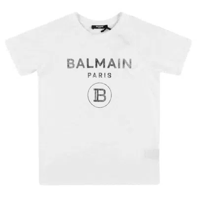 Pre-owned Balmain Paris Metallic Logo Cotton T-shirt In Gray