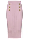 Balmain Viscose Knit Midi Skirt In Pink