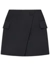 Balmain Asymmetric Virgin Wool Gabardine Mini Skirt In Black