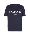 Balmain Printed Cotton T-shirt In Blue