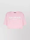 Balmain Women Logo Organic Cotton Cropped T-shirt