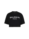 Balmain Printed Logo Cropped T-shirt In Multi