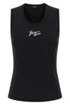 Balmain Paris Logo Sleeveless Round Neck Top In Black