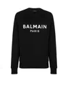 Balmain Foil Print Logo Cotton Sweatshirt In Black