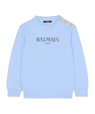 Balmain Paris Printed Sweatshirt In Blue