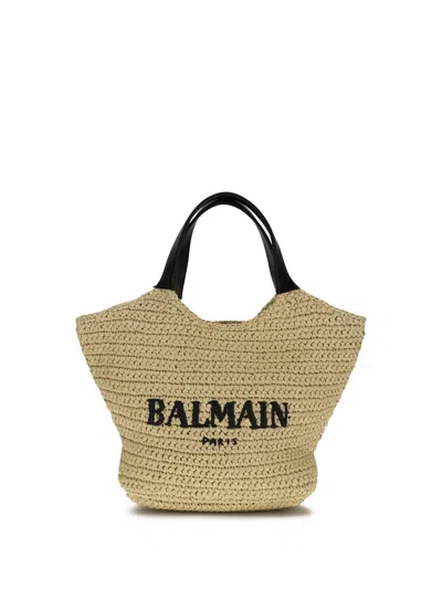 Balmain Paris Shoulder Bag In Beige