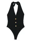 Balmain Black Buttons One-piece Swimsuit