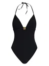 Balmain Monogram Halterneck One-piece Swimsuit