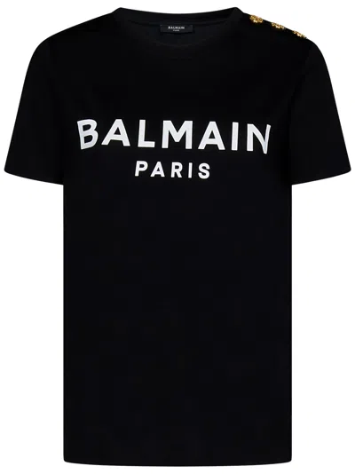 Balmain T -shirt Paris Logo Print Black