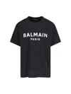 Balmain Black Cotton Crewneck T-shirt With Logo