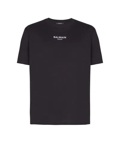 Balmain Regular Fit Branded T Shirt In Black