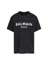 Balmain Black Crewneck T-shirt With Logo Lettering On The Front In Cotton Man In Black  