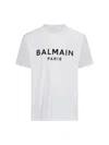 Balmain White Crewneck T-shirt With Contrasting Logo Lettering Print In White