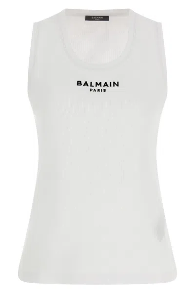 Balmain ' Paris' Tank Top In Weiss
