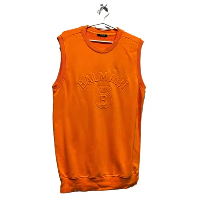 Pre-owned Balmain Paris Top Sleeveless Sweatshirt Vest Size M In Orange