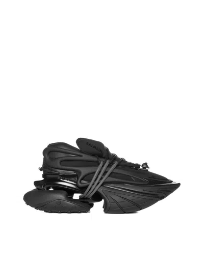 Balmain Unicorn Neoprene And Calfskin Sneakers In Black