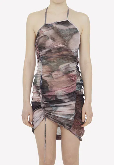 Balmain Pastel-print Tulle Dress In Multicolor
