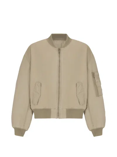 Balmain Patch Pocket Bomber Jacket In Brown
