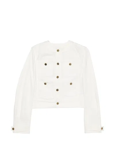 Balmain Patch-pocket Denim Jacket In White