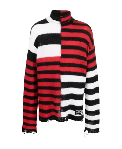 Balmain Patchwork Striped Turtleneck In Multicolor