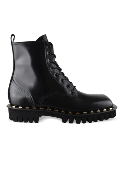 Balmain Patent Leather Ankle Boots With Studs In Black