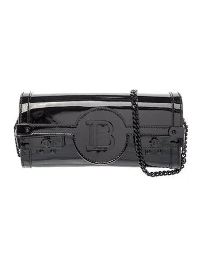 Pre-owned Balmain Patent Leather B-buzz Pouch In Black
