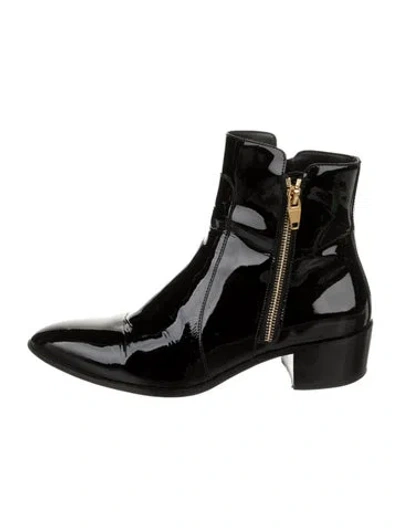 Pre-owned Balmain Patent Leather Boots In Black
