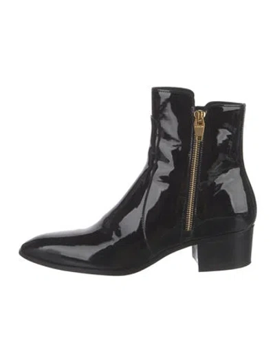 Pre-owned Balmain Patent Leather Boots In Black