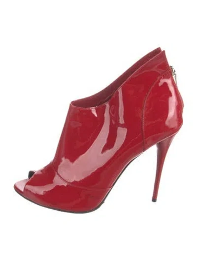 Pre-owned Balmain Patent Leather Boots In Red