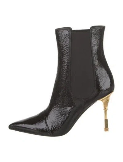 Pre-owned Balmain Patent Leather Chelsea Boots In Black