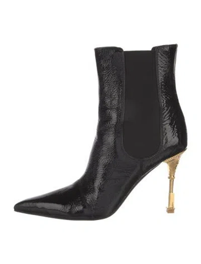 Pre-owned Balmain Patent Leather Chelsea Boots In Black