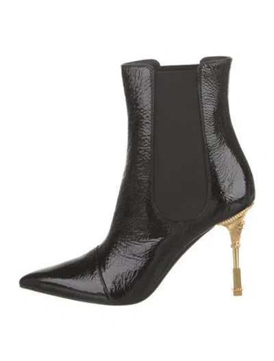 Pre-owned Balmain Patent Leather Chelsea Boots In Black