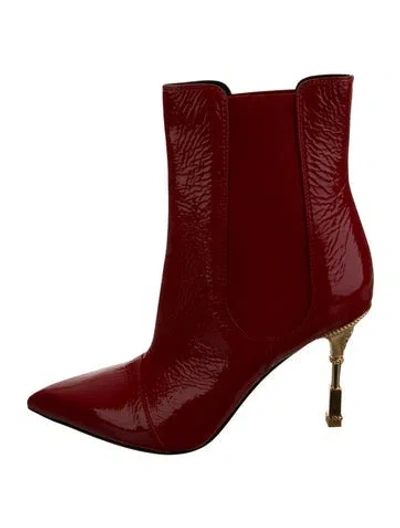 Pre-owned Balmain Patent Leather Chelsea Boots In Red