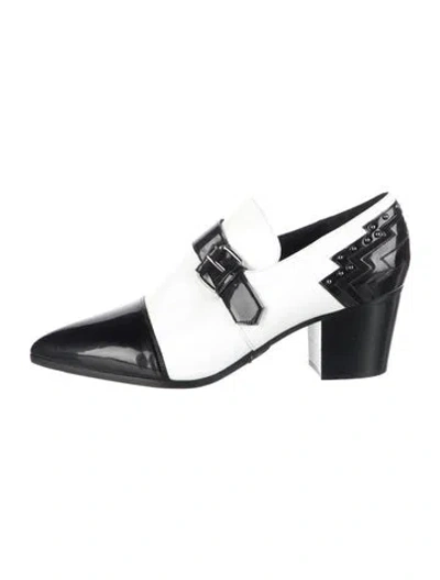 Pre-owned Balmain Patent Leather Colorblock Pattern Pumps In White