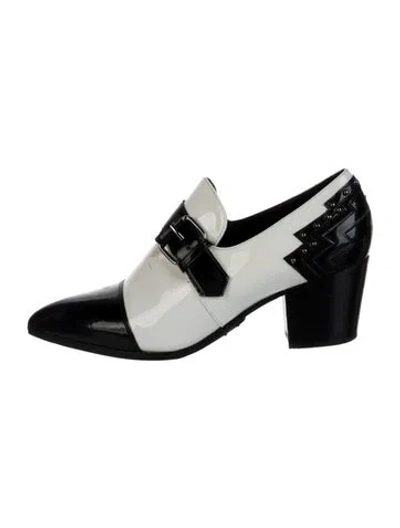 Pre-owned Balmain Patent Leather Colorblock Pattern Pumps In White