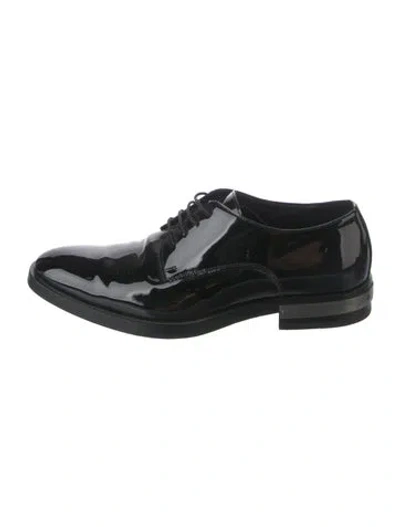Pre-owned Balmain Patent Leather Oxfords In Black